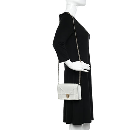 Christian Dior Patent Micro-Cannage Diorama Wallet on Chain Pouch White 3 of 16