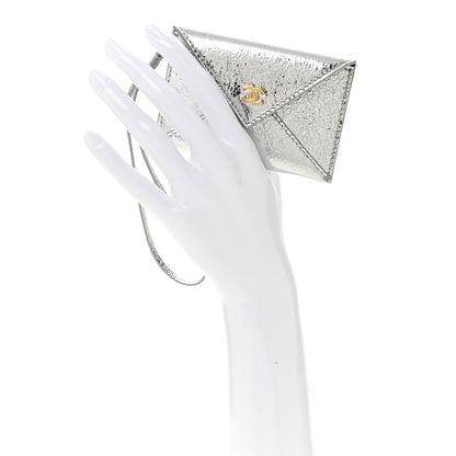 Chanel Metallic Lambskin Card Holder Bag Charm Silvery 2 of 8