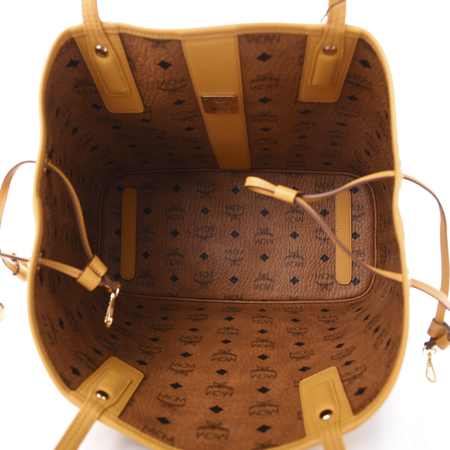Visetos Medium Liz Reversible Shopper Tote Cognac Yellow