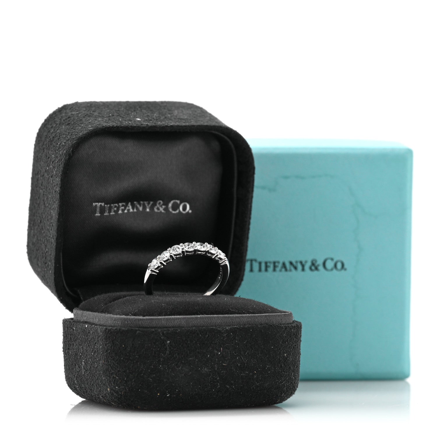 Tiffany Platinum Diamond 3mm Tiffany Forever Half Circle Band Ring 52 6 5 of 5