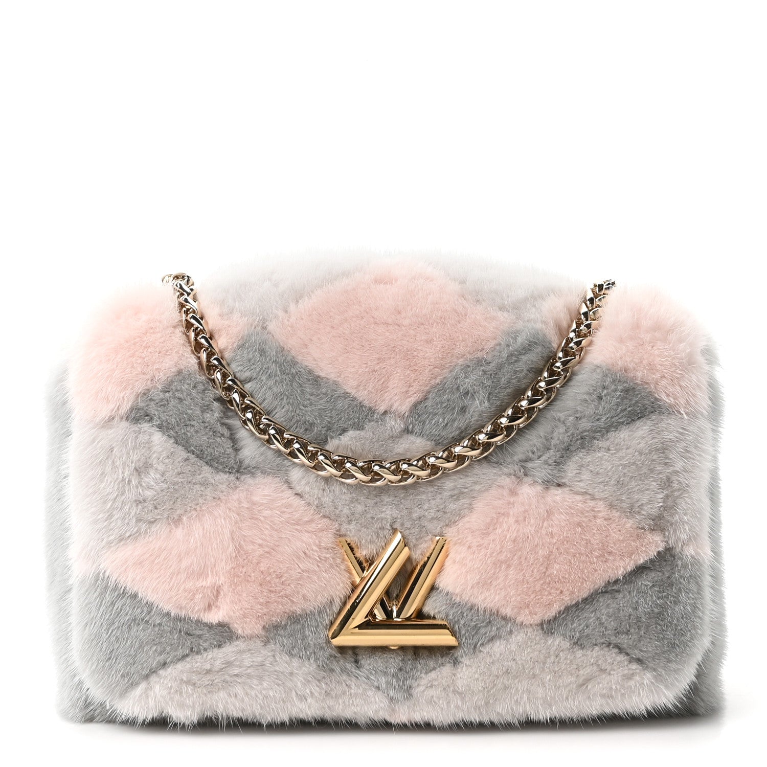 Louis Vuitton Mink Fur Malletage GO-14 PM Grey Pink 1 of 10
