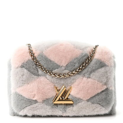Louis Vuitton Mink Fur Malletage GO-14 PM Grey Pink 1 of 10