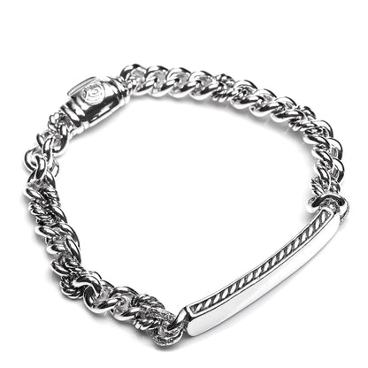 David Yurman Sterling Silver Diamond 7mm Petite Pave Curb Link ID Bracelet 1 of 5