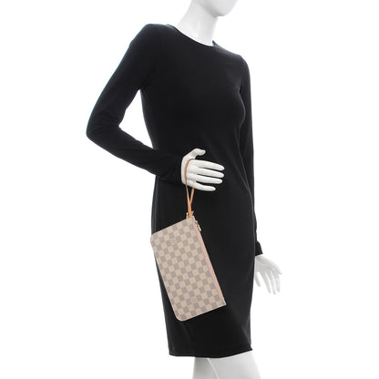 Louis Vuitton Damier Azur Neverfull MM GM Pochette Rose Ballerine 2 of 9