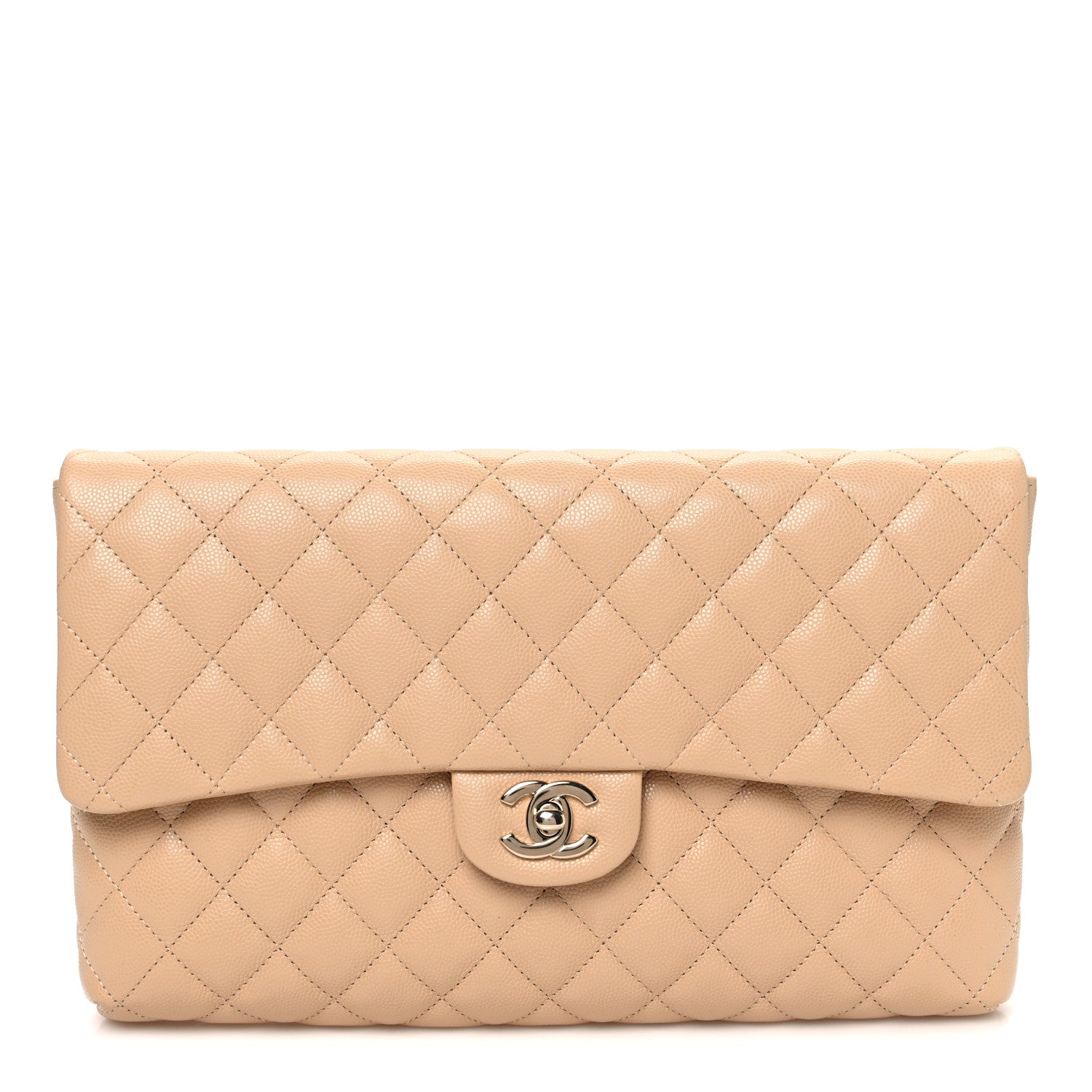 Chanel Caviar Quilted Flap Clutch Beige 1 of 10