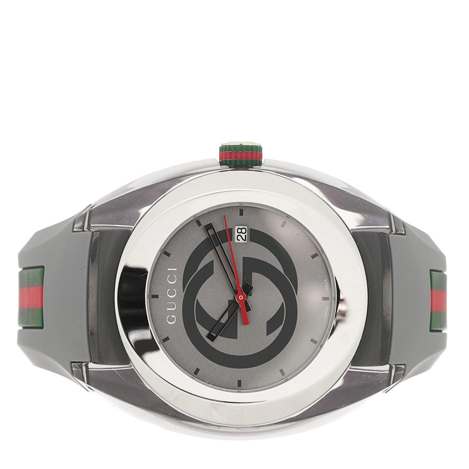 Gucci Stainless Steel Rubber 46mm Sync Web Quartz Watch Grey 2 of 5