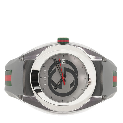 Gucci Stainless Steel Rubber 46mm Sync Web Quartz Watch Grey 2 of 5