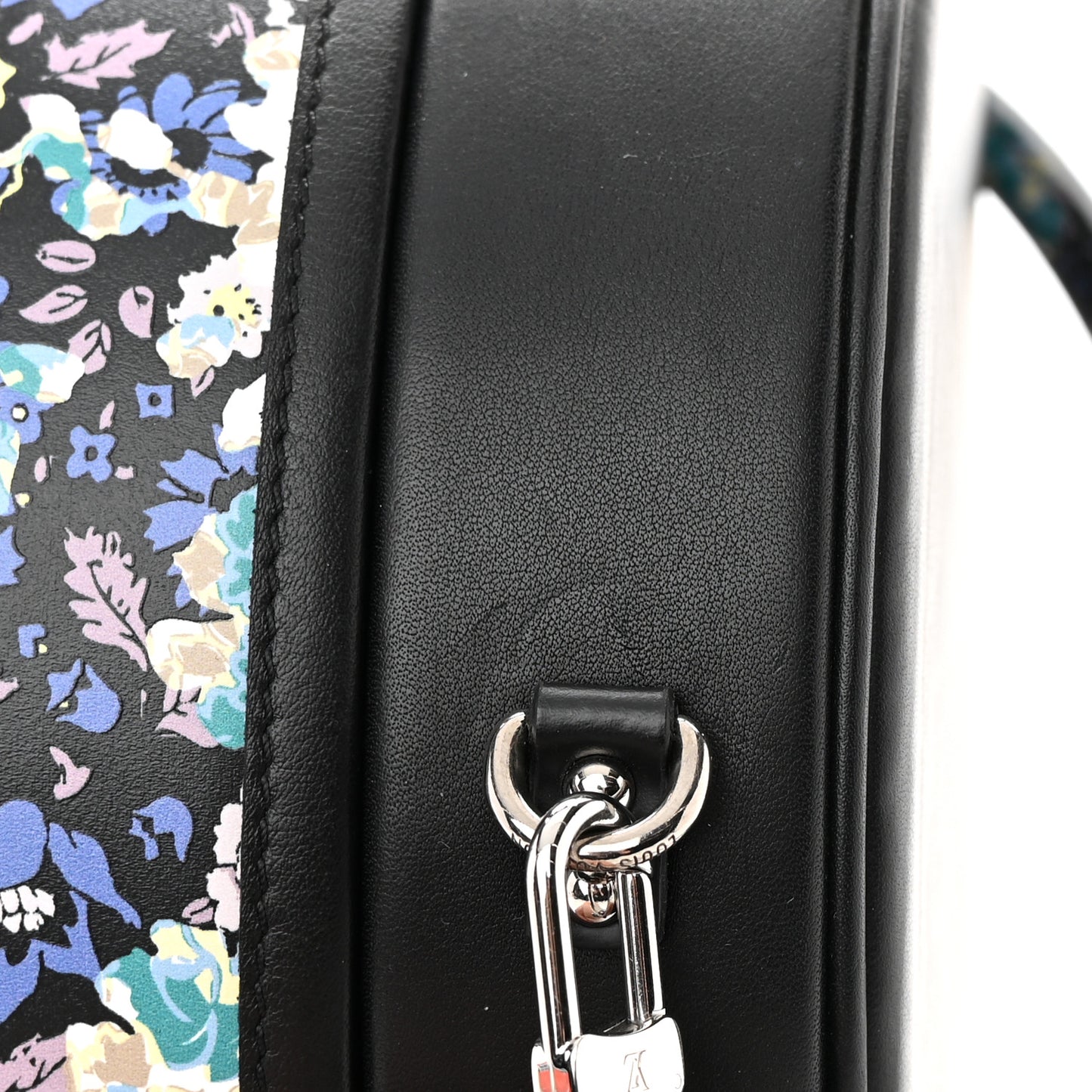 Calfskin Floral Print Petite Boite Chapeau Black