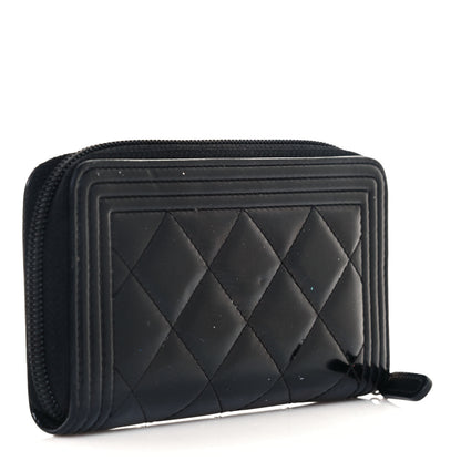 Chanel Patent Quilted Small Boy Zip Around Wallet Black 3 of 12