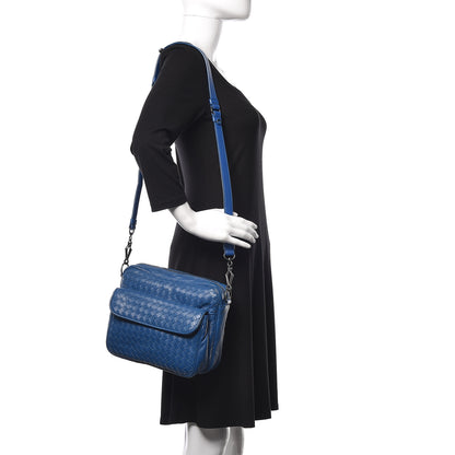 Bottega Veneta Nappa Intrecciato Messenger Bag Blue 2 of 10