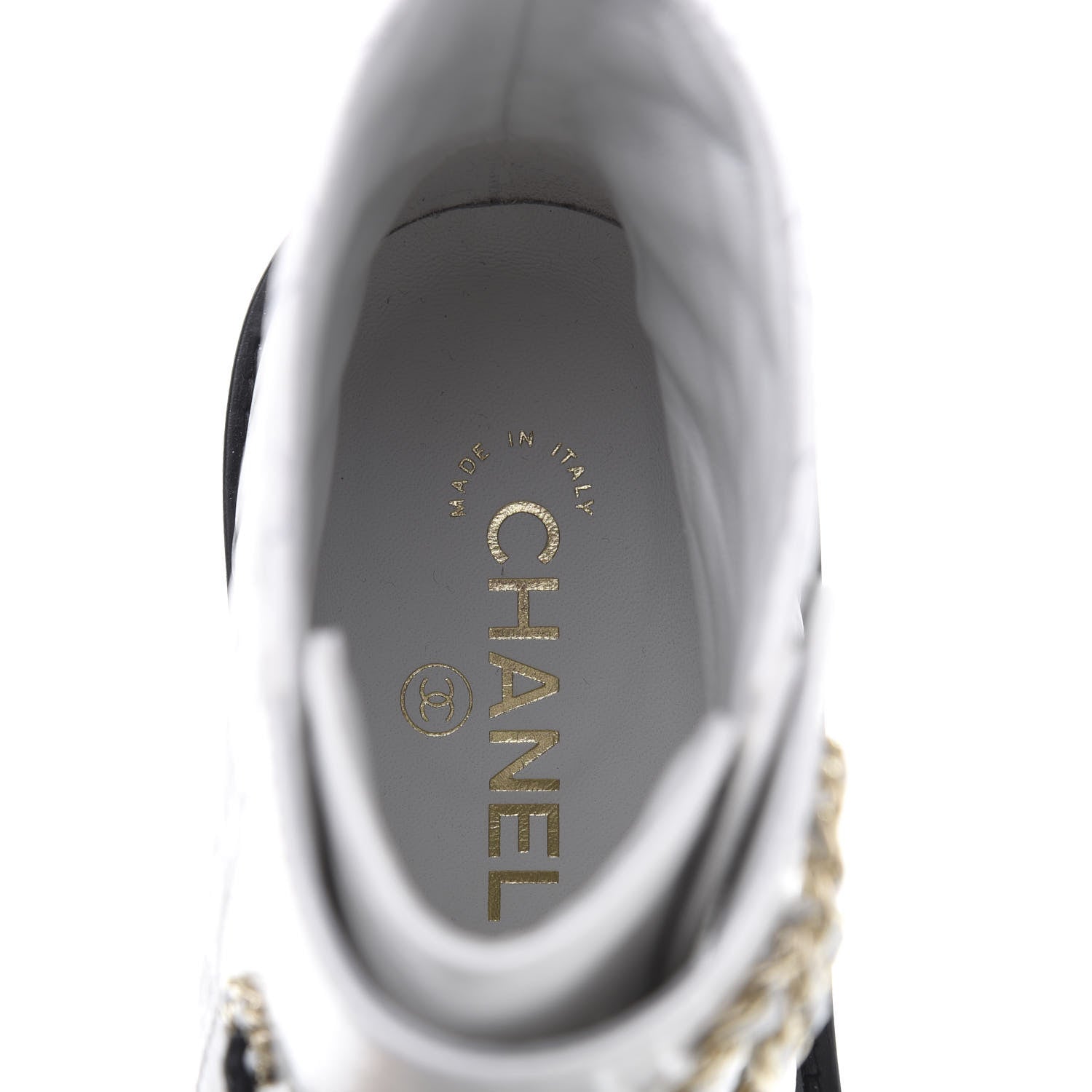 Chanel Shiny Goatskin Calfskin Quilted Lace Up Combat Boots 38.5 White Black 6 of 8
