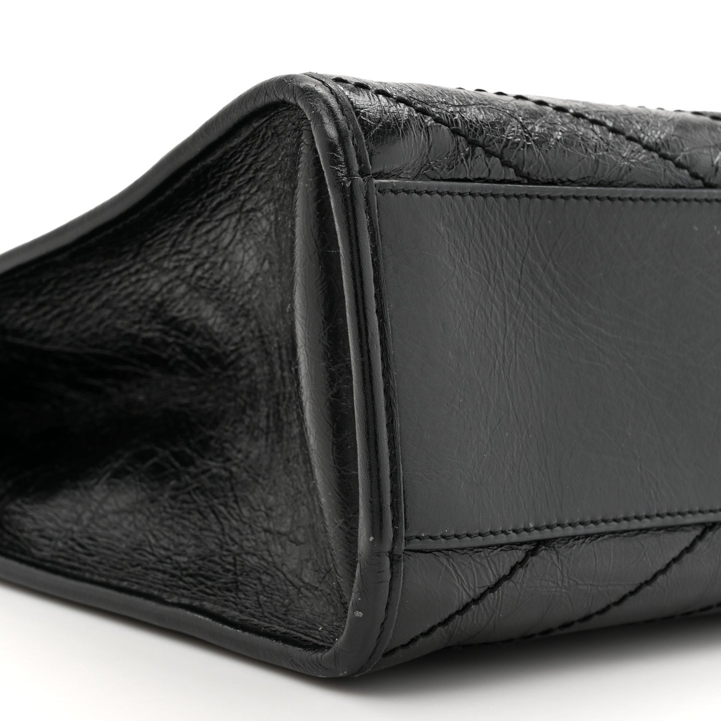 Crinkled Calfskin Matelasse Monogram Medium Niki Shopper Tote Black