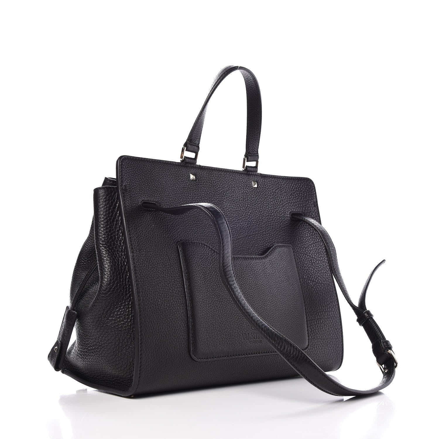 Valentino Garavani Pebbled Calfskin Large JoyLock Satchel Black 4 of 7