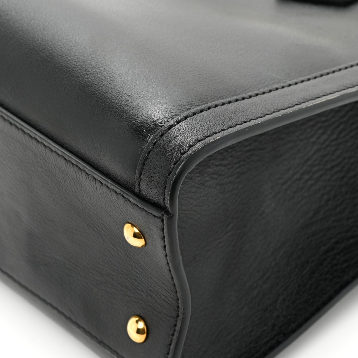 Calfskin Small Diana Tote Bag Black Yellow Fluo
