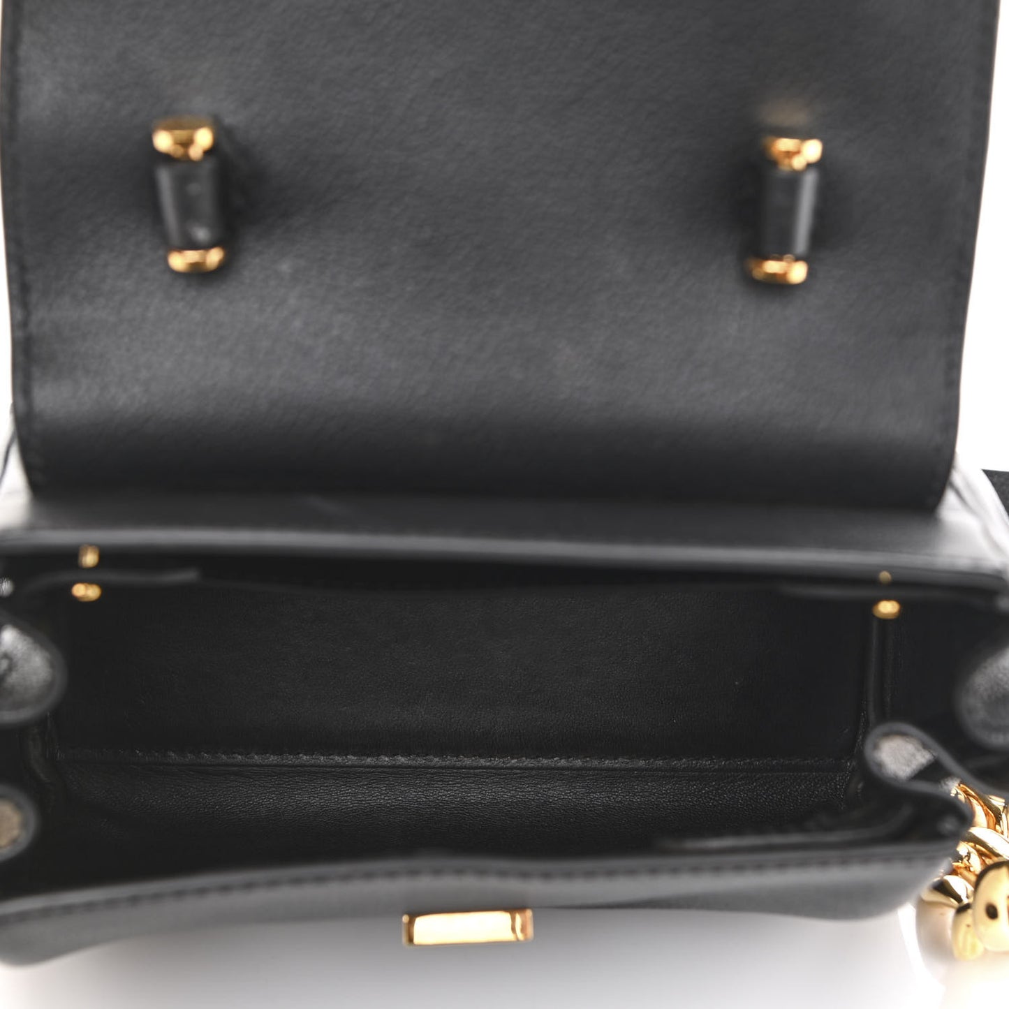 Grained Calfskin Small La Medusa Top Handle Bag Black
