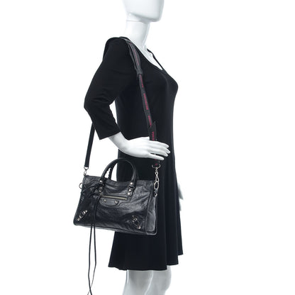 Balenciaga Agneau Classic Silver Hardware S City Logo Strap Black Rose Shocking 2 of 7