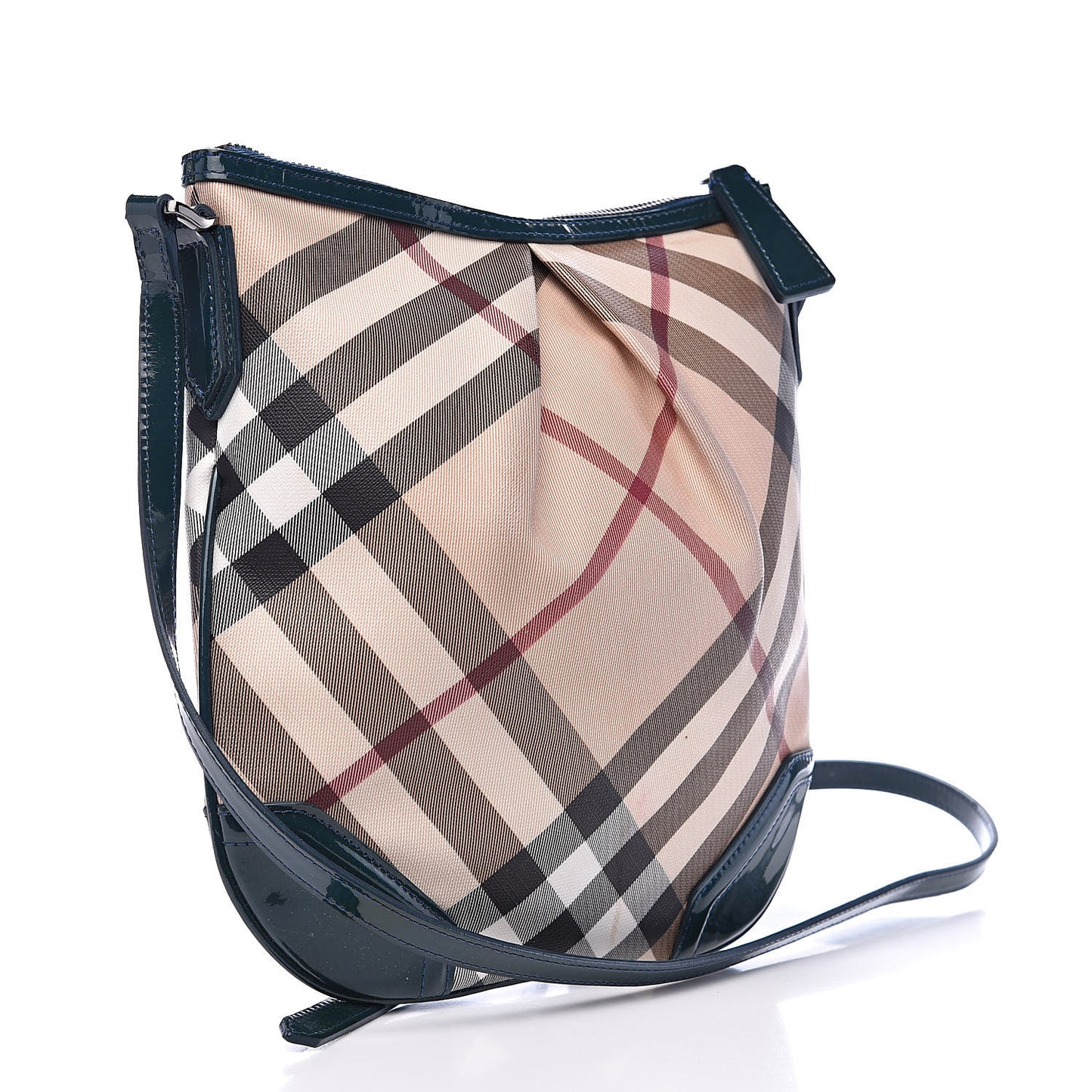 Patent Nova Check Julia Crossbody Bag Green