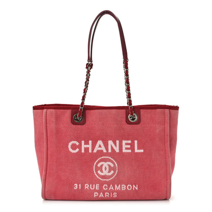 Chanel Canvas Small Deauville Tote Red 1 of 11