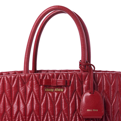 Miu Miu Nappa Matelasse Bow Tote Fuoco 9 of 9