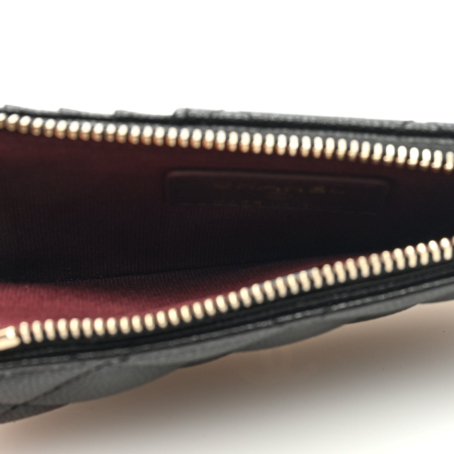 Caviar Quilted Flap Zip Card Holder Black