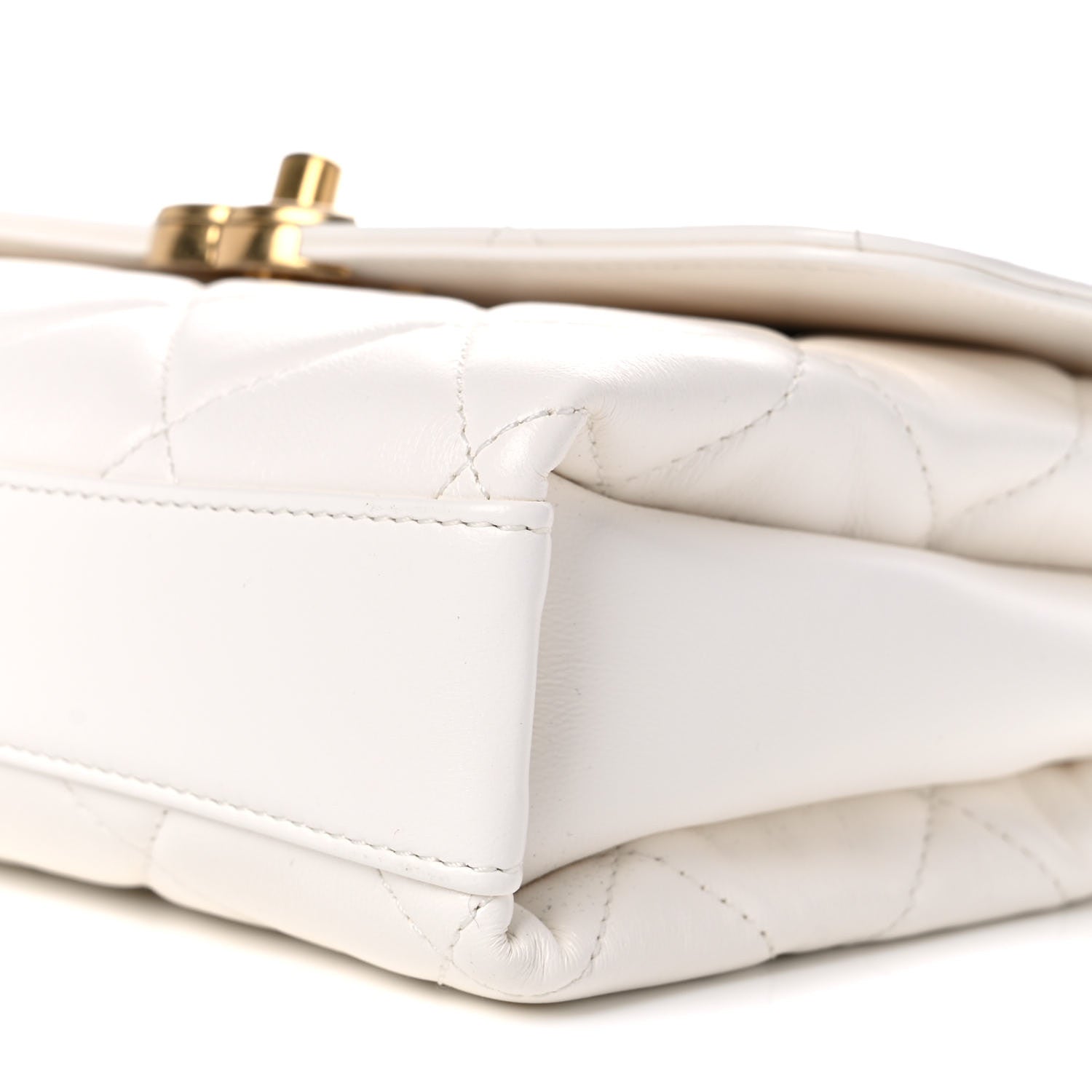 Chanel Lambskin Quilted Small CC Crystal Logo Chain Flap White 9 of 10
