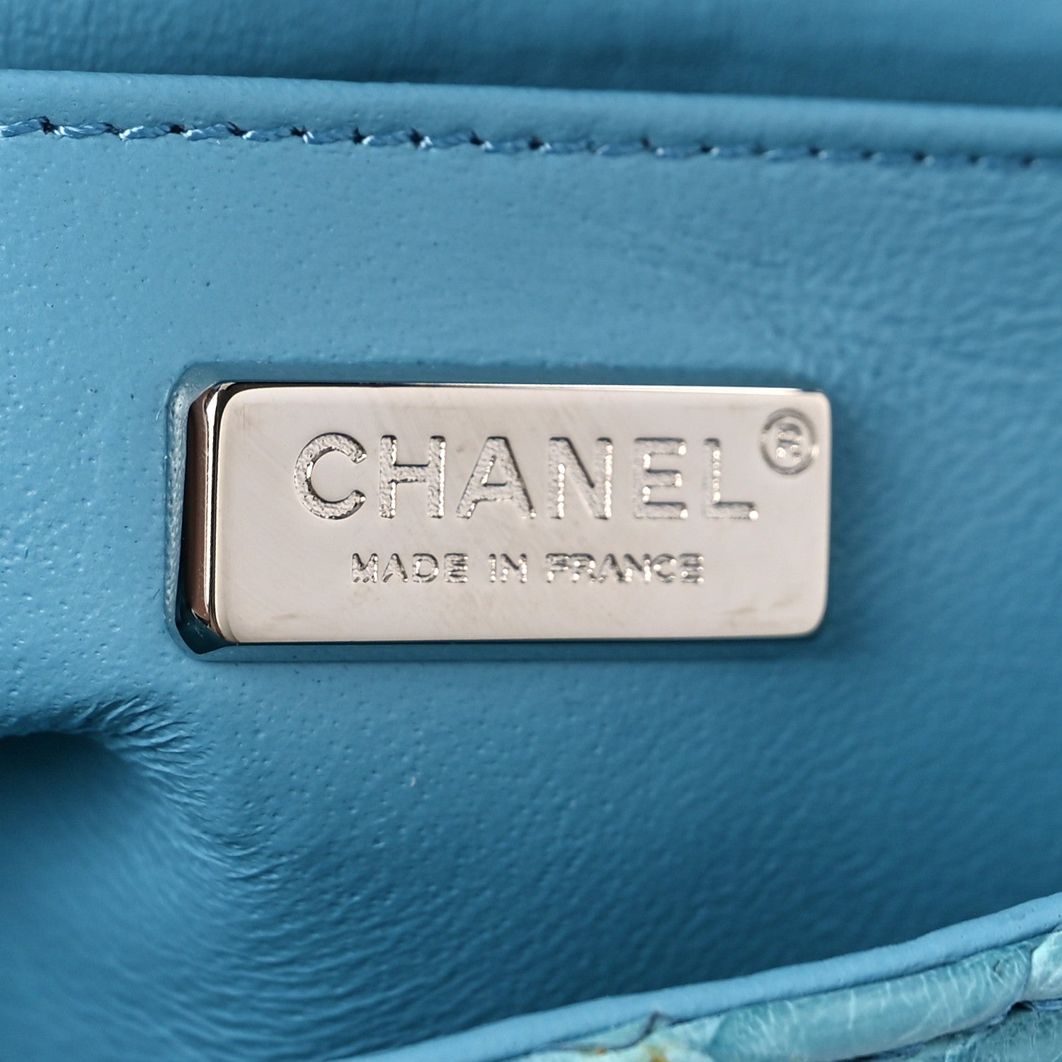 Chanel Snakeskin East West Flap Blue 6 of 10