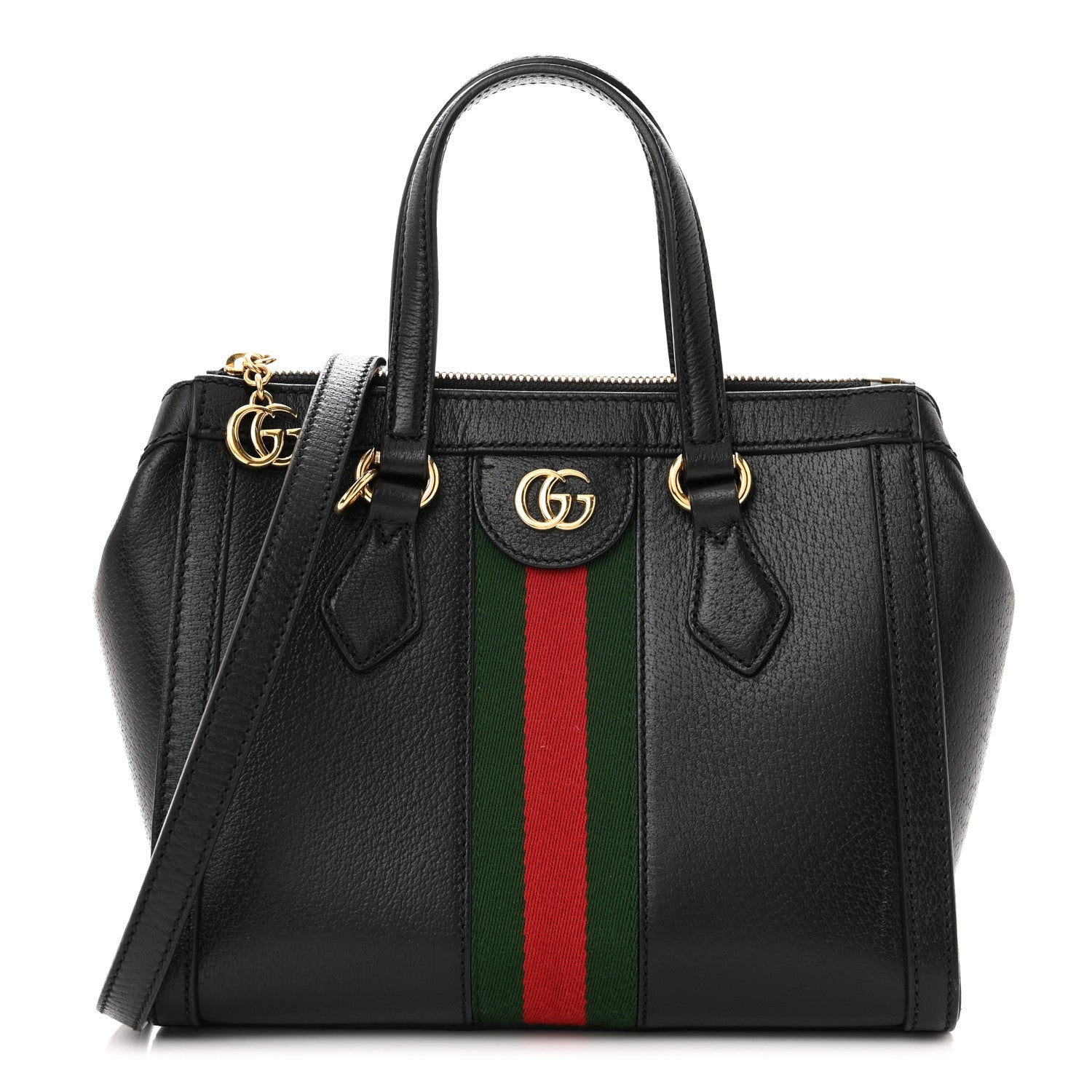 Gucci Textured Calfskin Web Small Ophidia Tote Bag Black 1 of 11