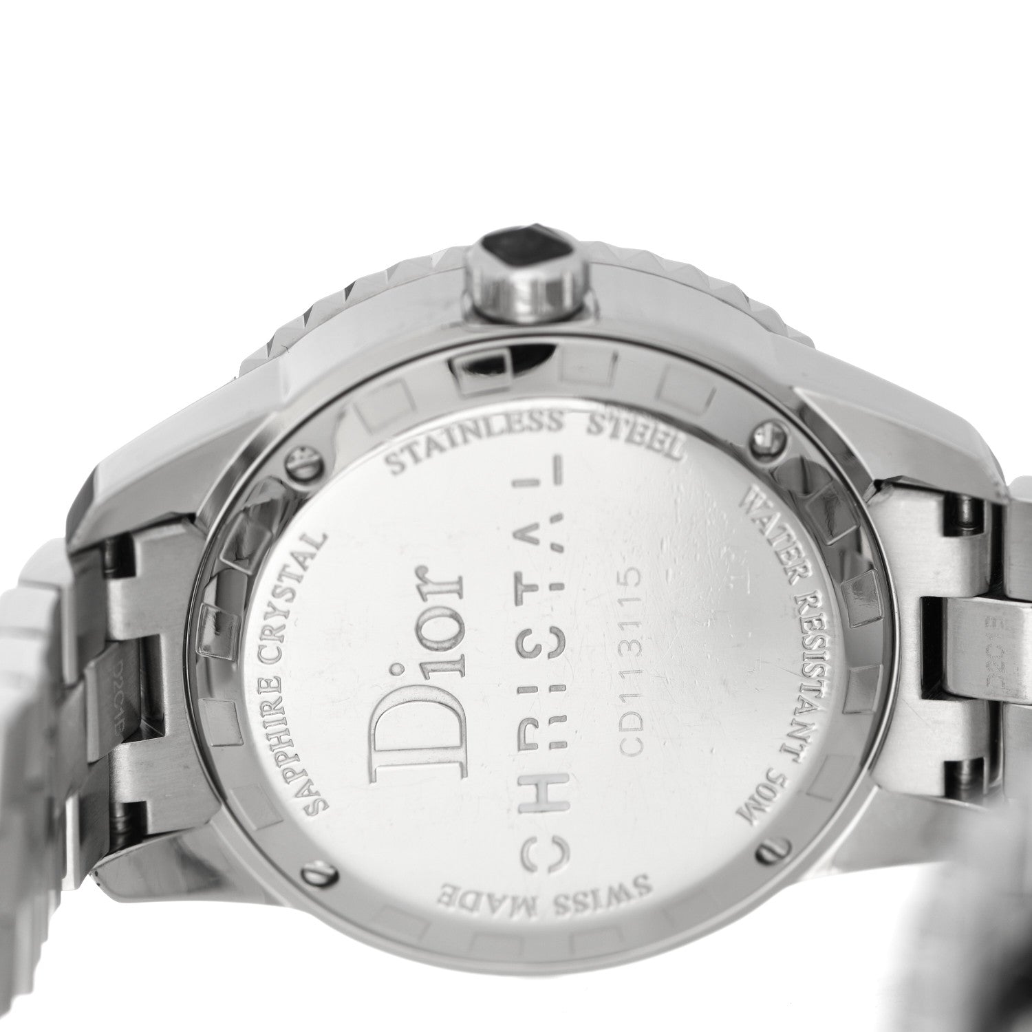 Christian Dior Stainless Steel Diamond Sapphire 33mm Christal Quartz Watch Black 4 of 4