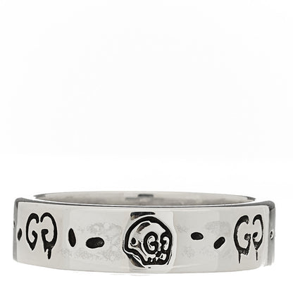 Gucci Sterling Silver Narrow GucciGhost Hamlet Skull Ring 63 10.25 1 of 6