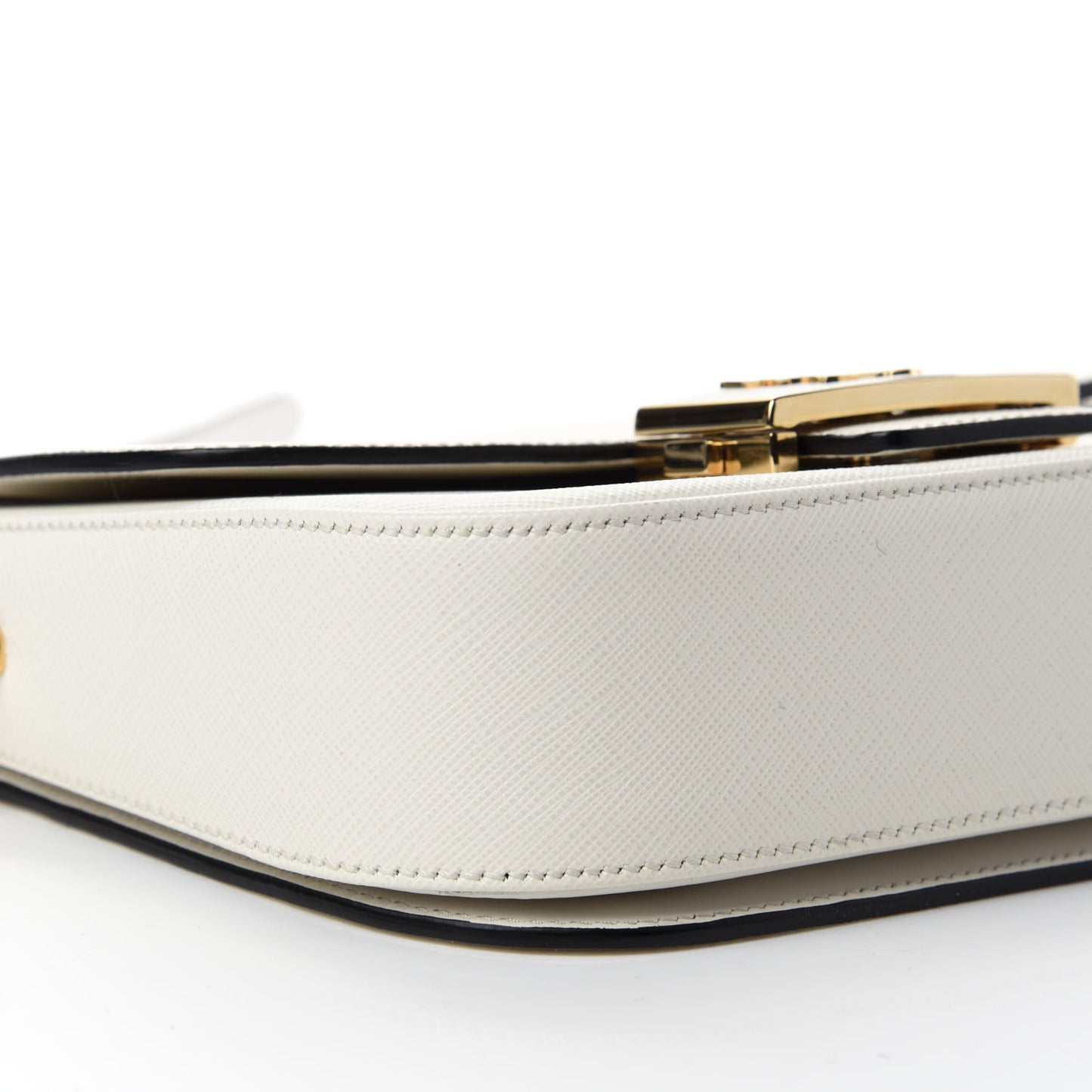 Saffiano Lux Embleme Flap Shoulder Bag White