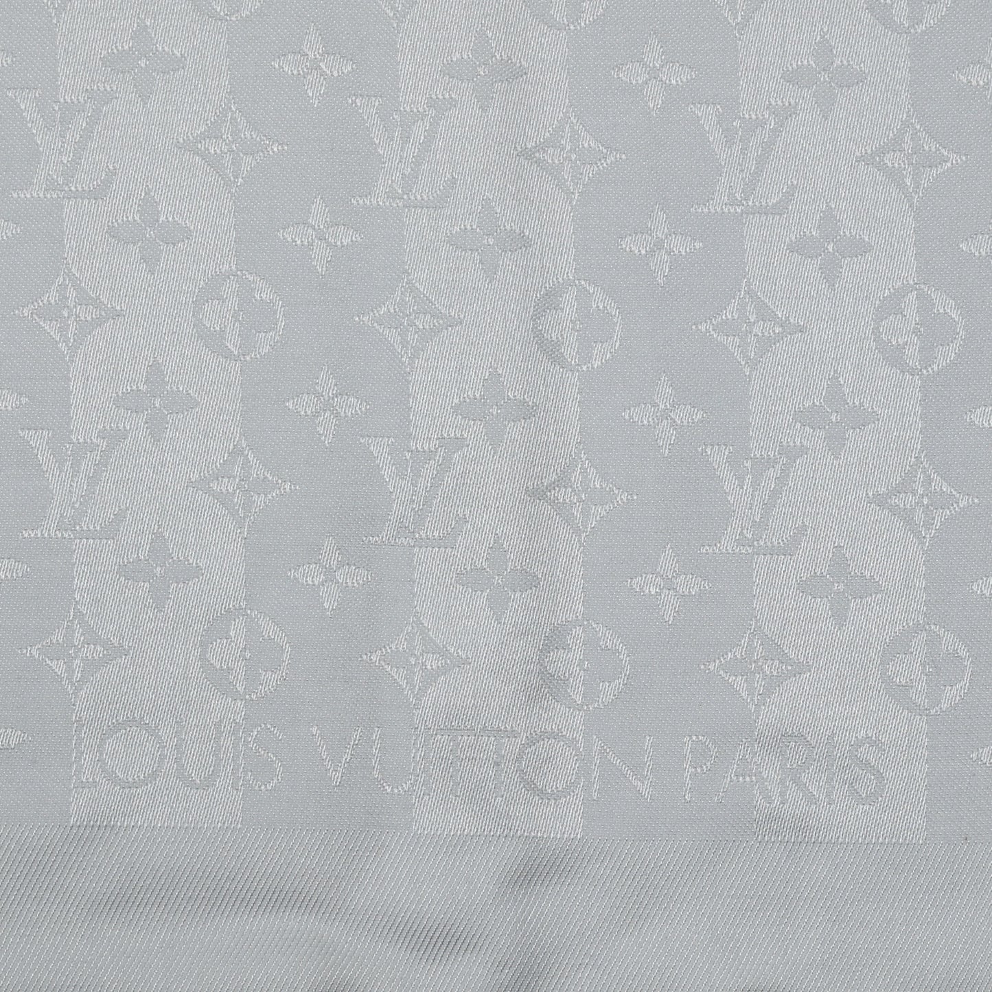 Silk Wool Monogram Rayures Shawl Light Grey