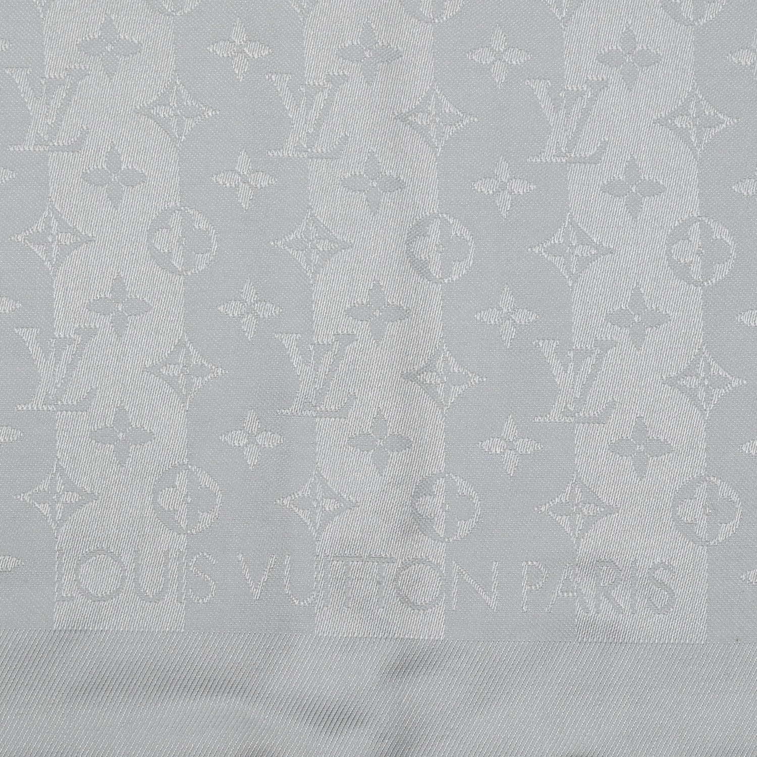 Louis Vuitton Silk Wool Monogram Rayures Shawl Light Grey 2 of 3
