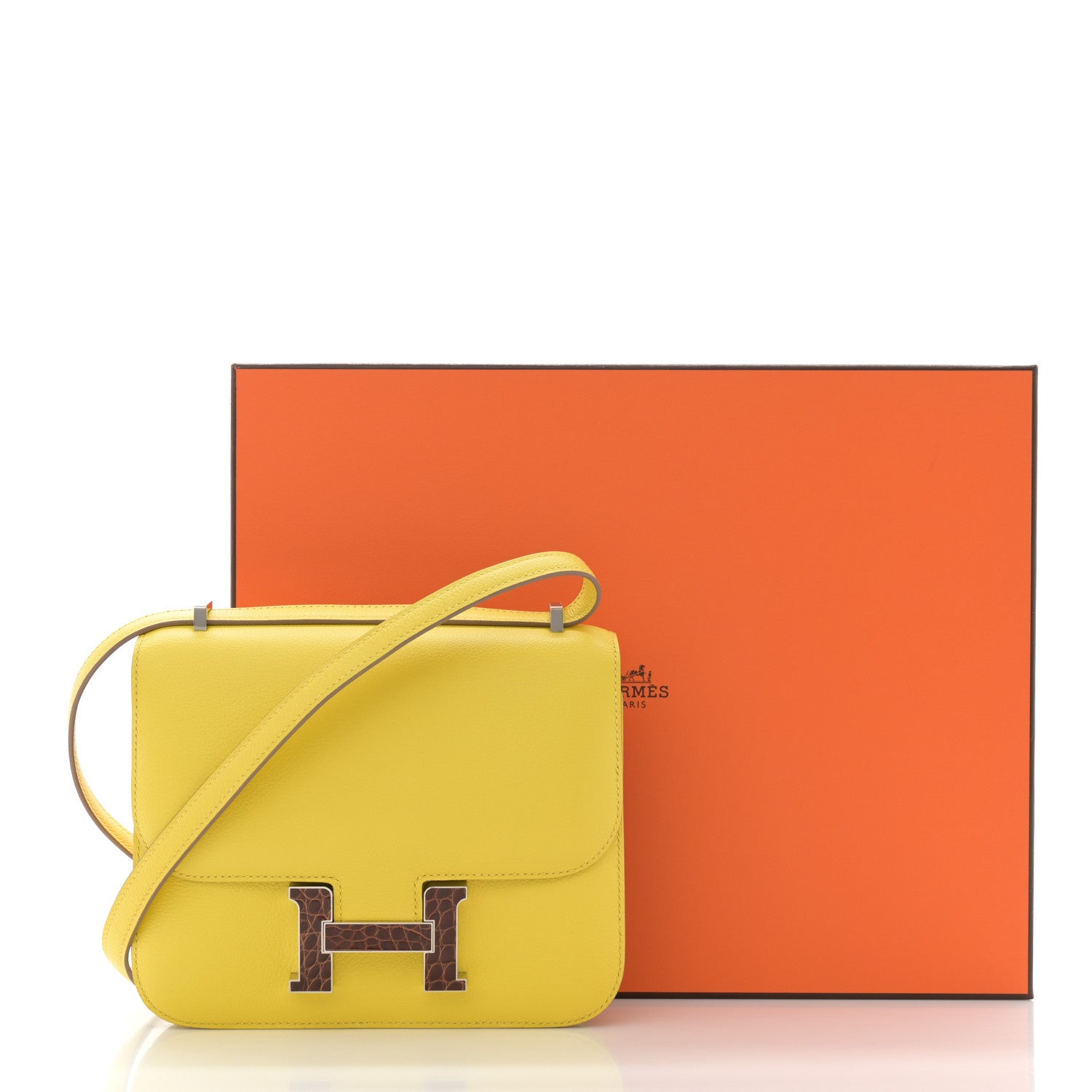 Hermes Evercolor Shiny Alligator Constance 18 Lime Miel 11 of 11