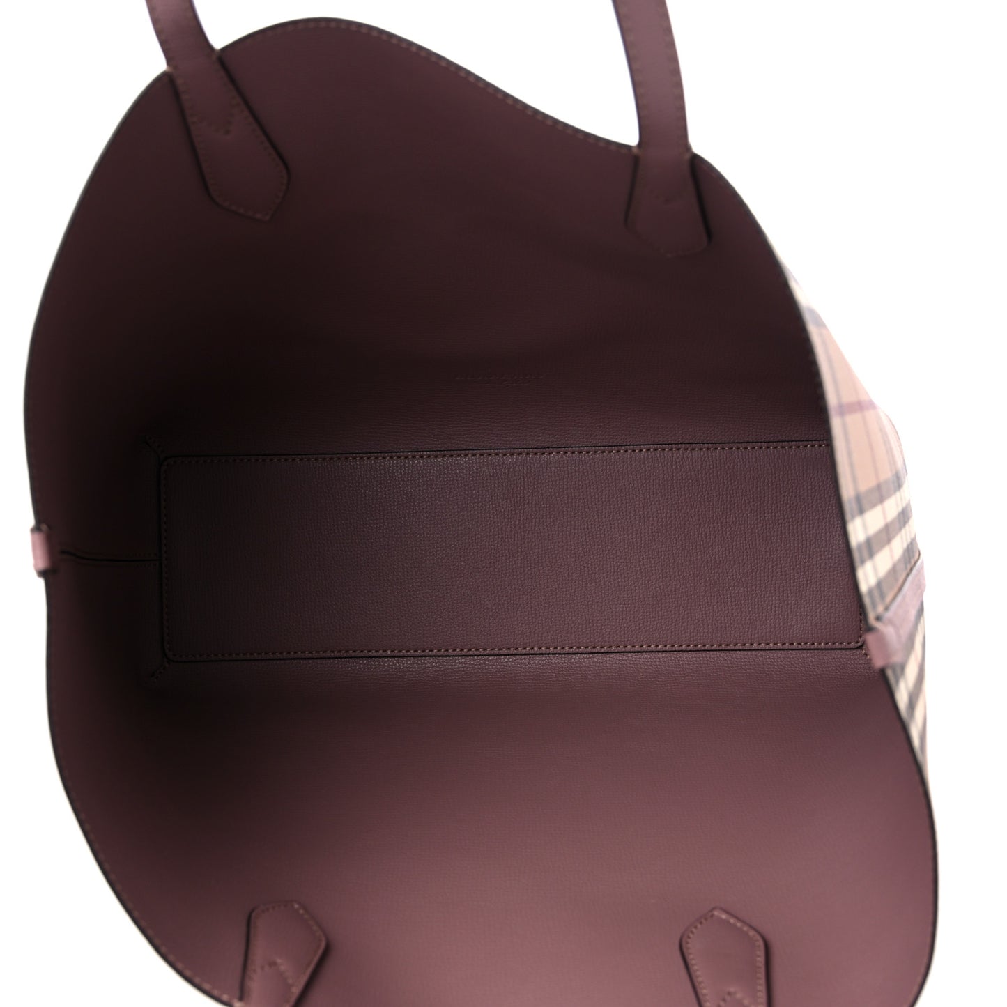 Grainy Calfskin Haymarket Check Medium Reversible Tote Dusty Pink