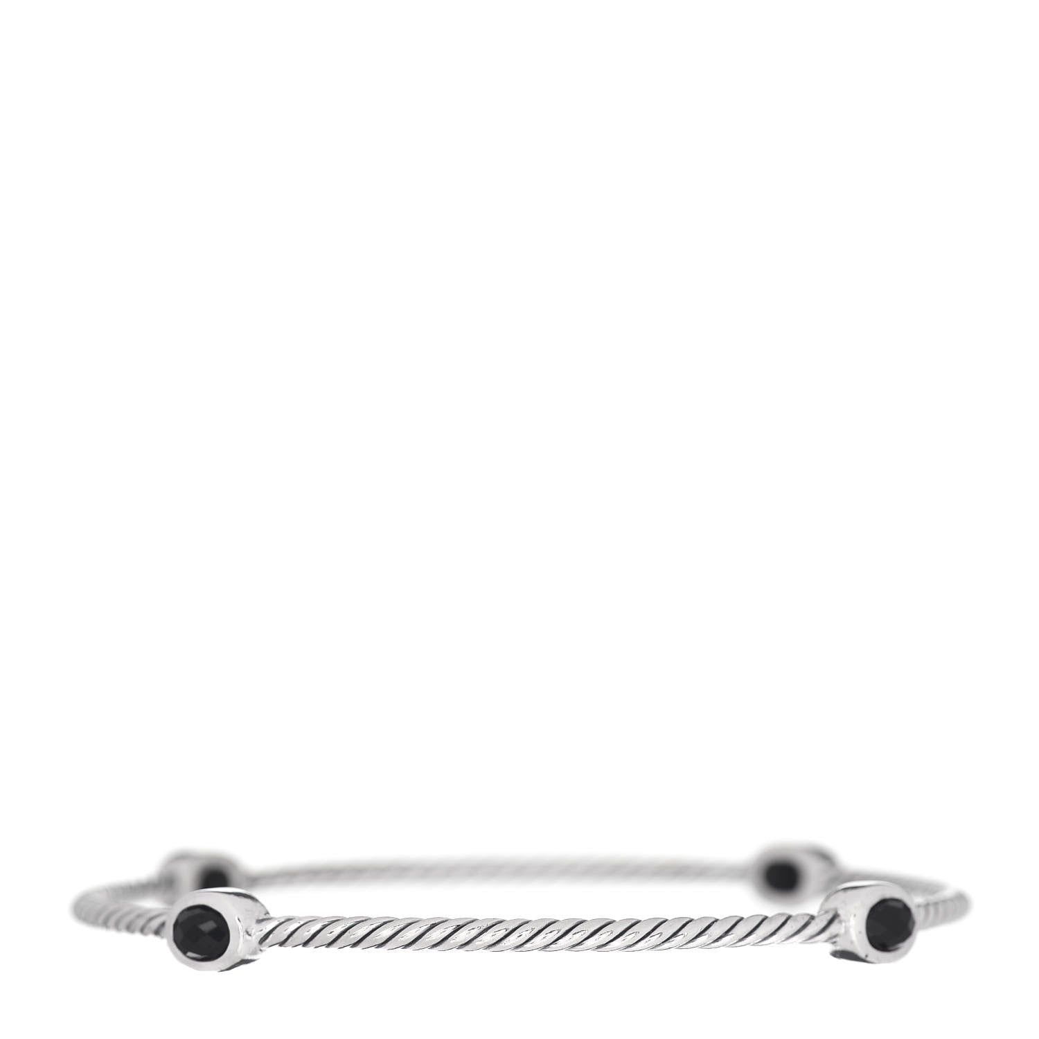 David Yurman Sterling Silver Black Onyx Color Classics 4 Station Bangle Bracelet 3 of 4