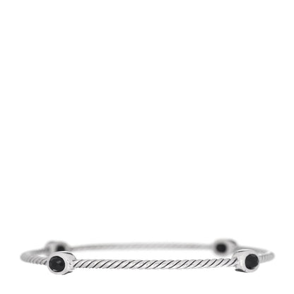 David Yurman Sterling Silver Black Onyx Color Classics 4 Station Bangle Bracelet 3 of 4