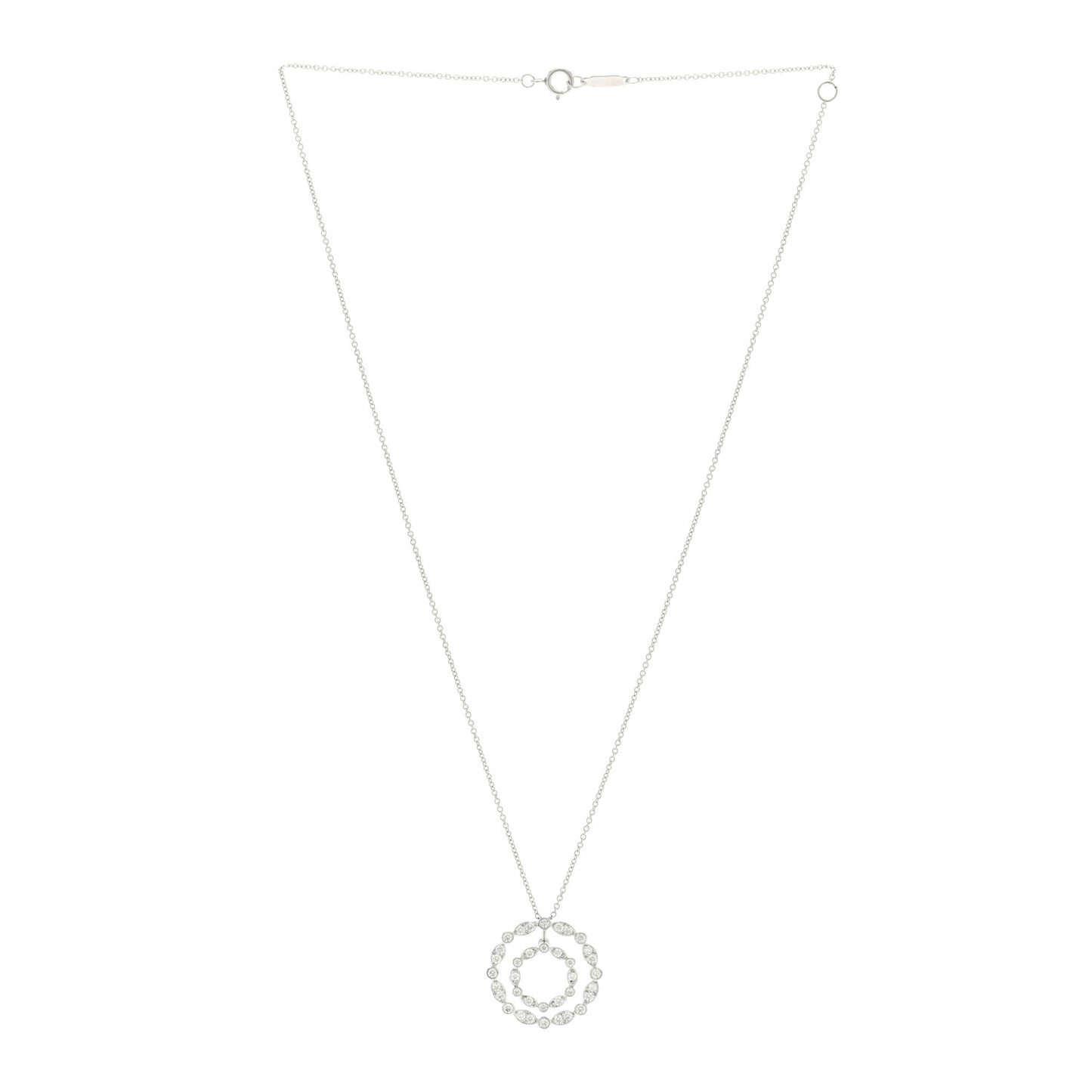 Platinum Diamond Jazz Swing Circle Pendant Necklace