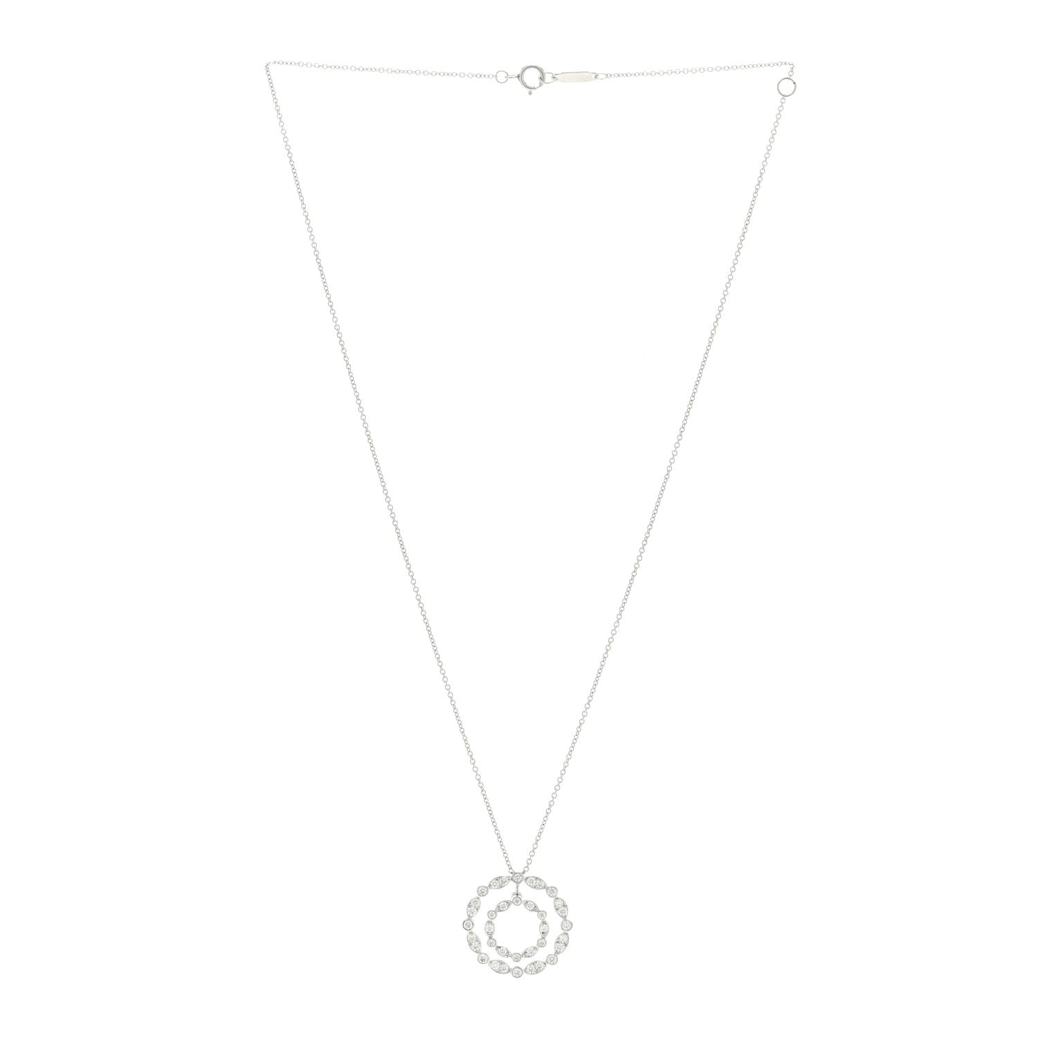 Tiffany Platinum Diamond Jazz Swing Circle Pendant Necklace 2 of 4