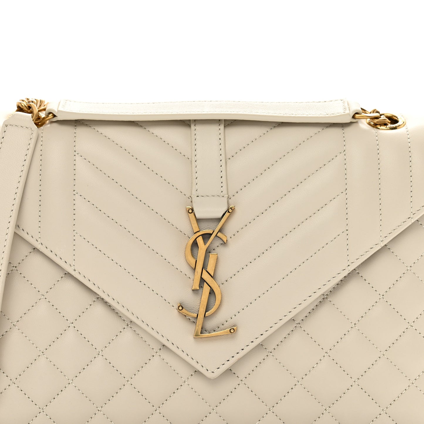 Lambskin Mixed Matelasse Triquilt Medium Monogram Satchel Blanc Vintage