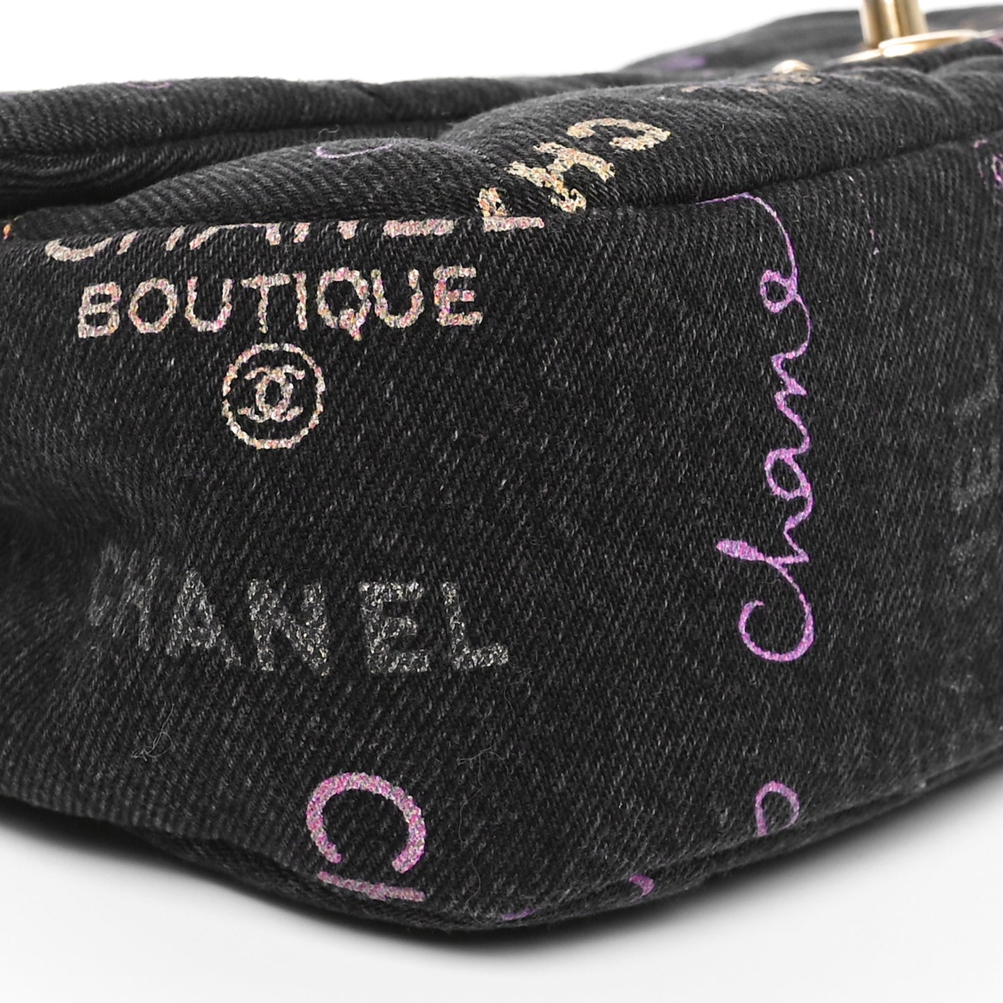 Denim Quilted Denim Mood Large Flap Black Multicolor