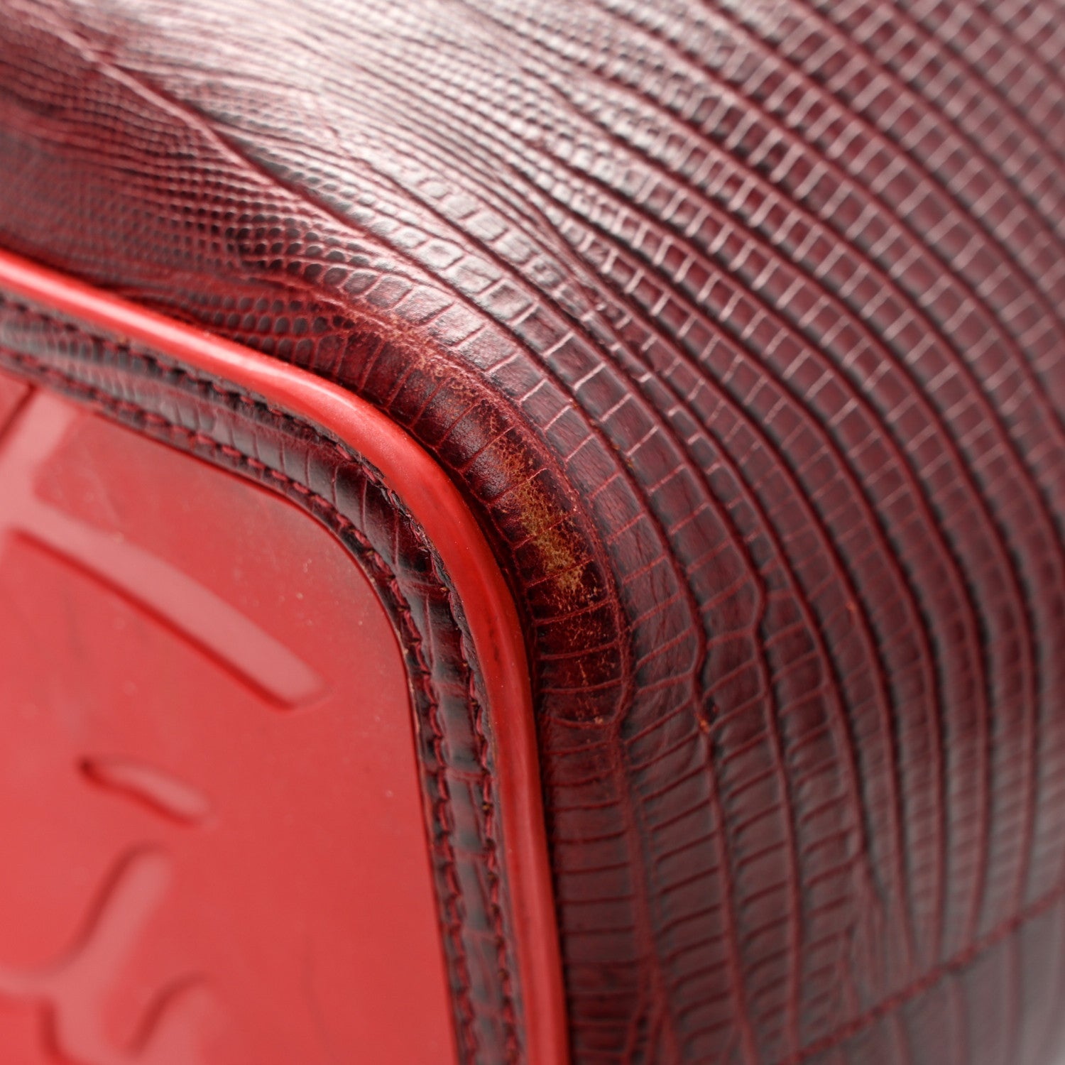 Christian Louboutin Lizard Embossed Calfskin Spiked Small Cabarock Shopper Tote Bourbon 10 of 10
