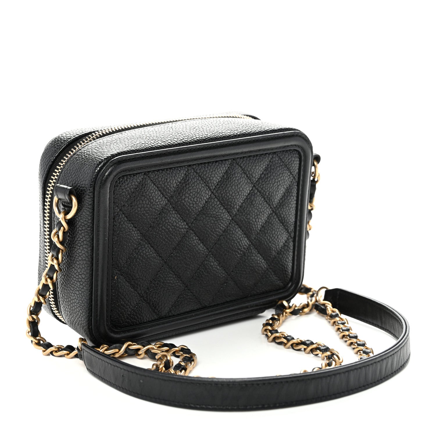 Chanel Caviar Quilted CC Filigree Vanity Clutch With Chain Black 3 of 10