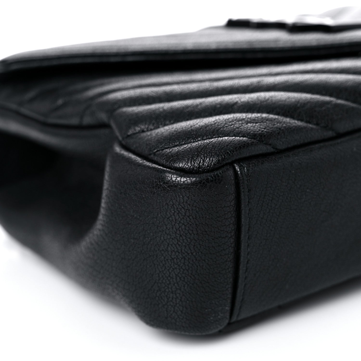 Saint Laurent Sheepskin Matelasse Chevron Monogram Monochrome Medium College Bag Black 7 of 12