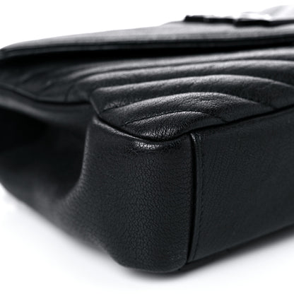 Saint Laurent Sheepskin Matelasse Chevron Monogram Monochrome Medium College Bag Black 7 of 12