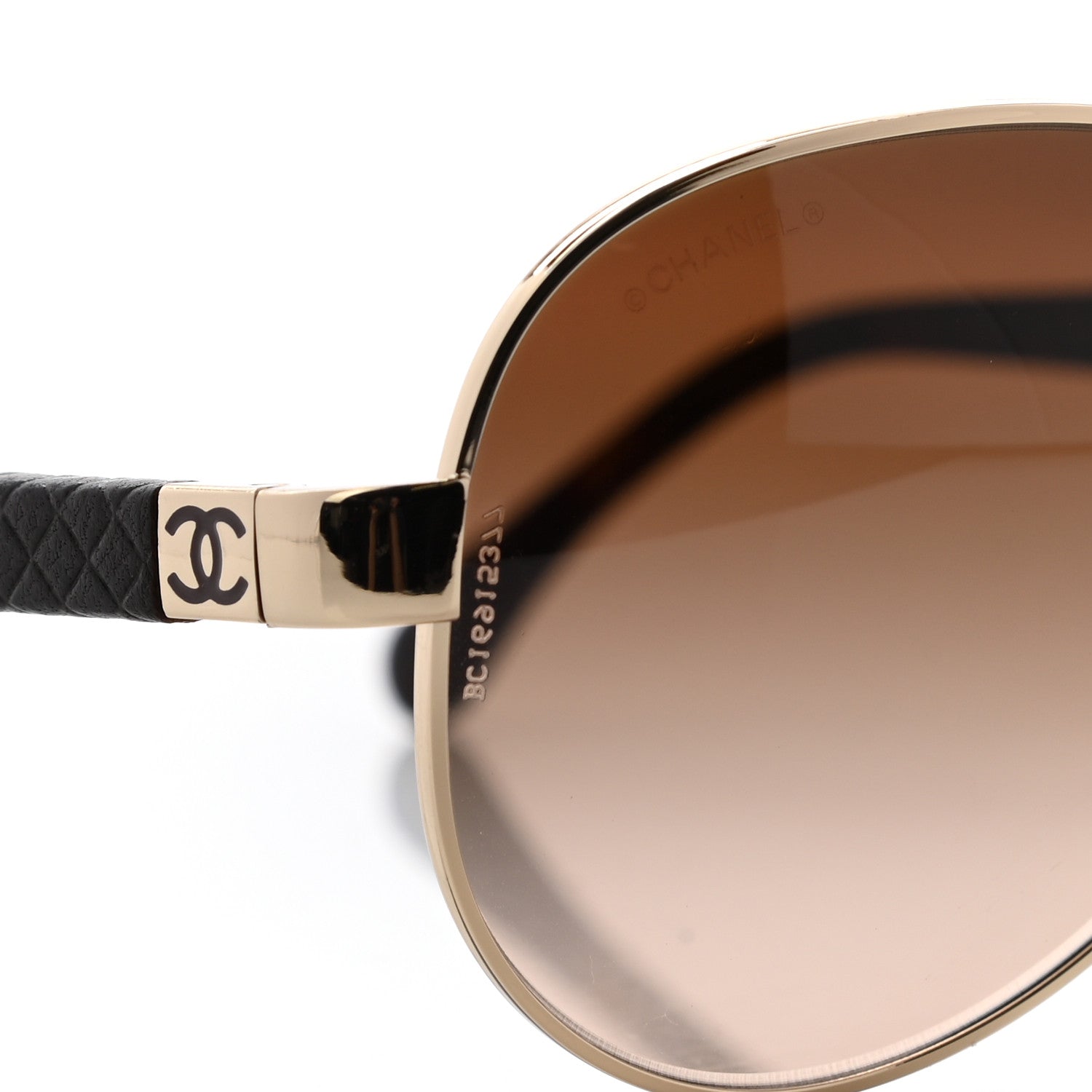 Chanel Lambskin Quilted CC Aviator Sunglasses 4195-Q Brown Gold 7 of 8