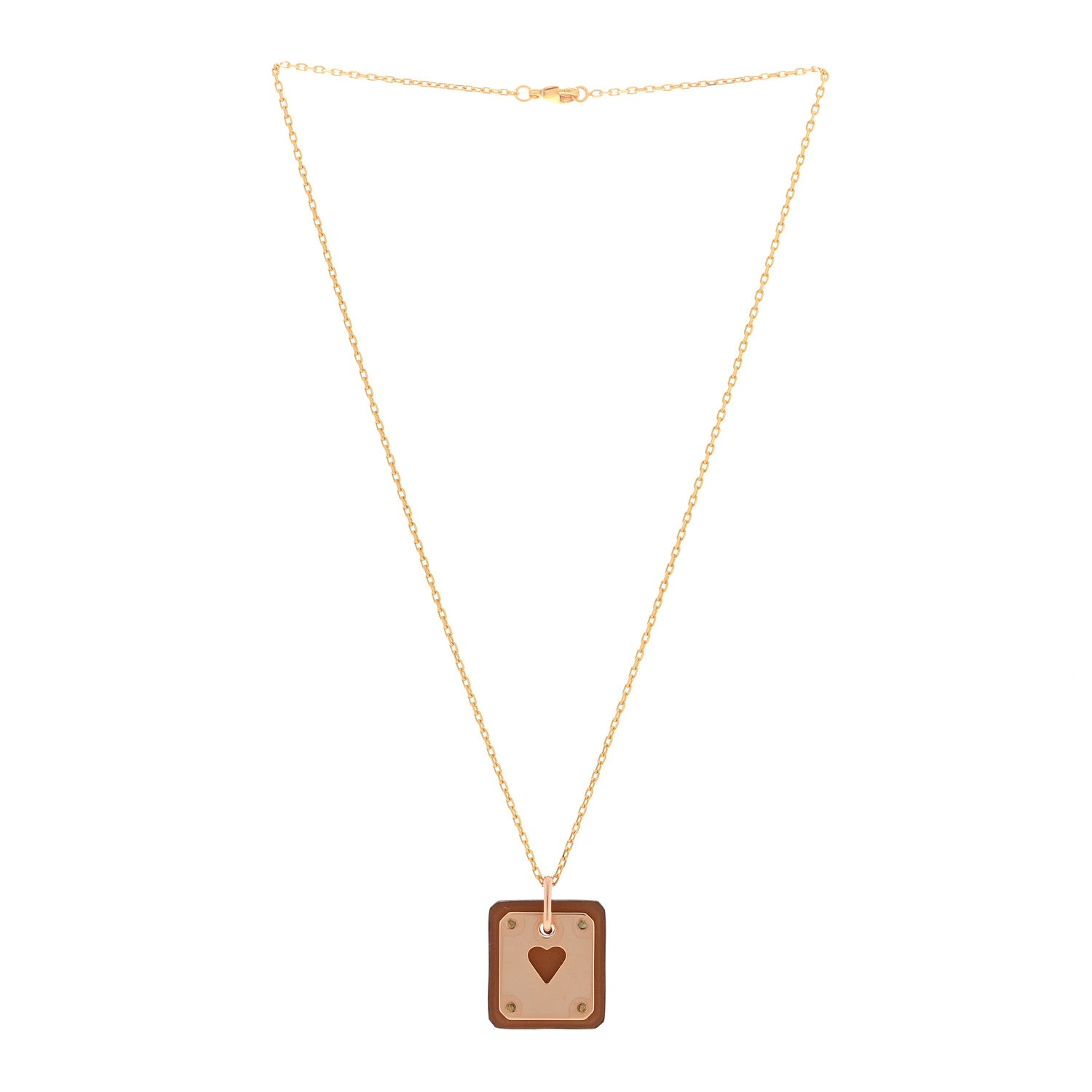 Hermes Rose Gold Plated Swift As De Coeur Necklace Gold 2 of 5