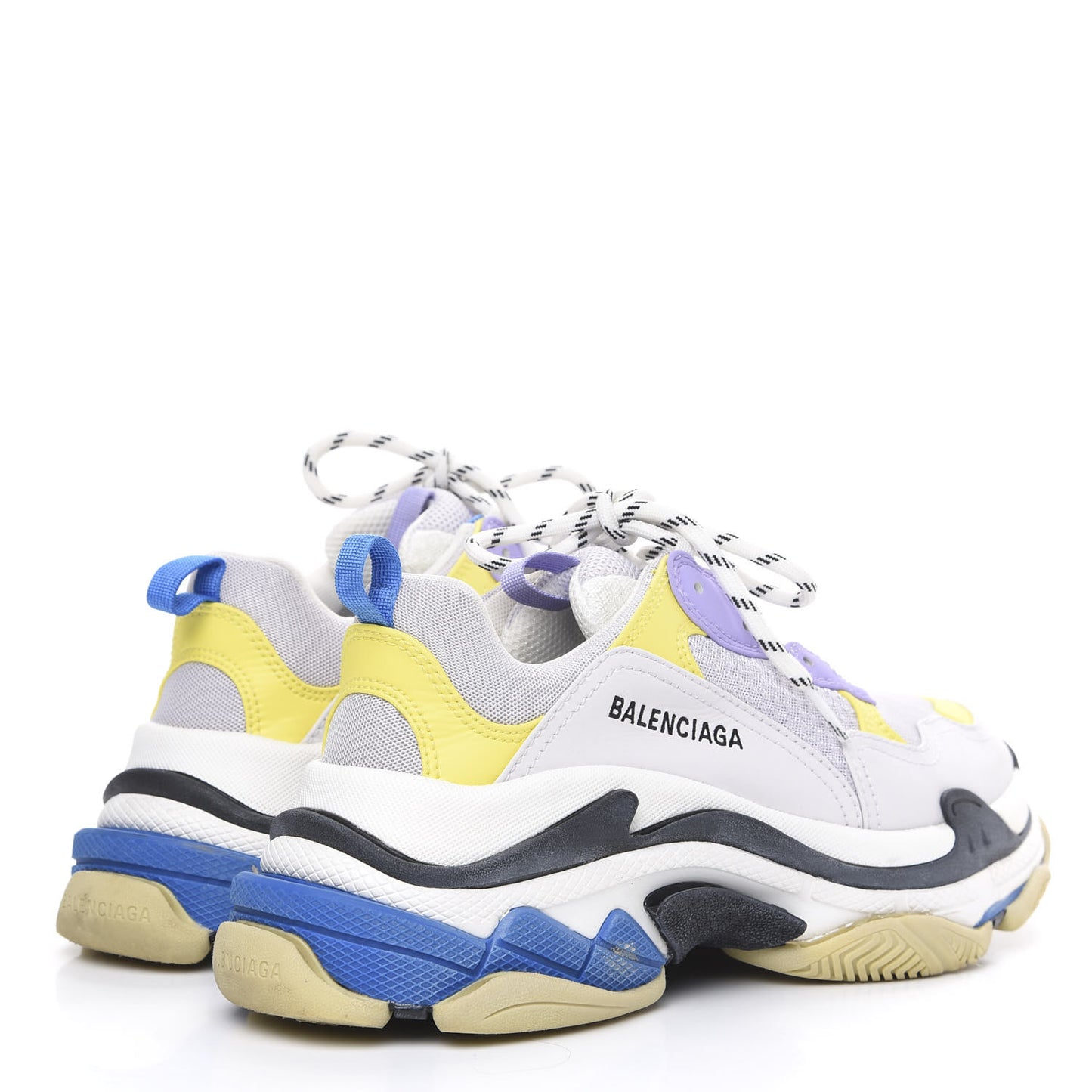 Fabric Mesh Womens Triple S Sneakers 40 White Purple Yellow
