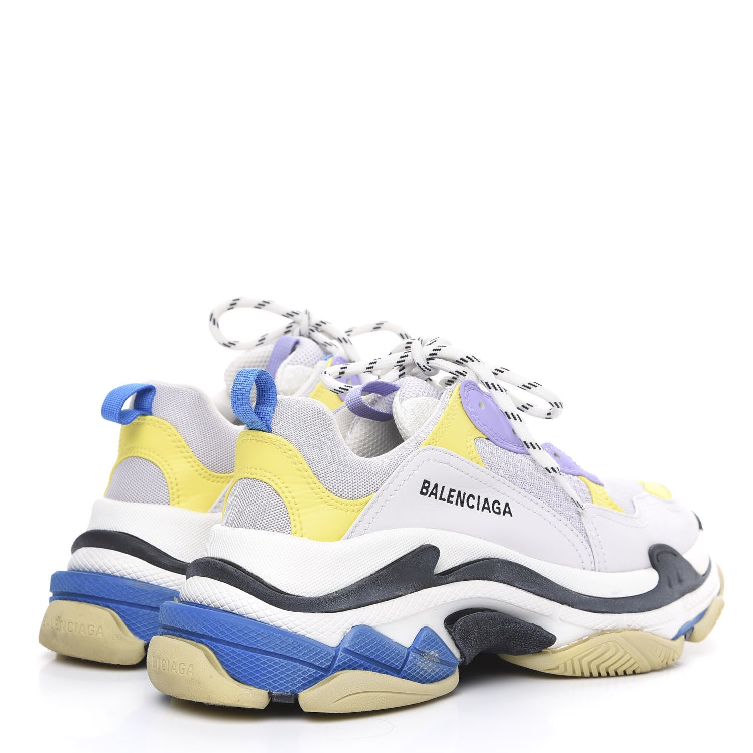 Balenciaga Fabric Mesh Womens Triple S Sneakers 40 White Purple Yellow 4 of 13