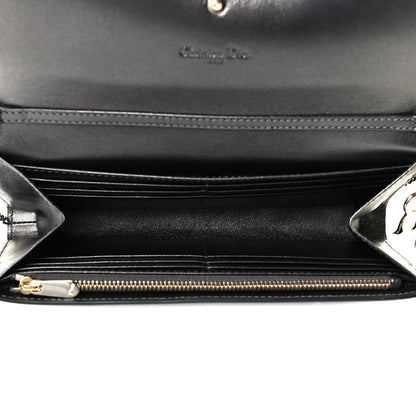 Christian Dior Metallic Grained Calfskin Cannage Lady Dior Rendezvous Wallet On Chain Gunmetal Grey 4 of 5