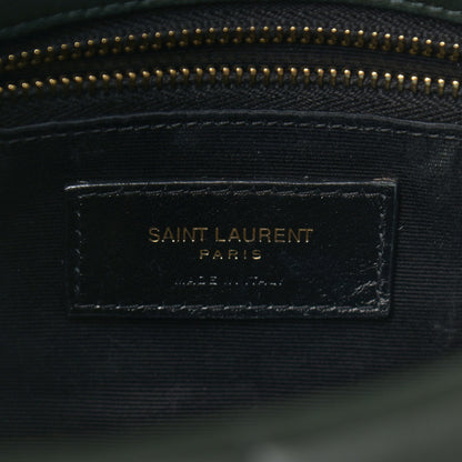 Saint Laurent Lambskin Quilted Toy Loulou Puffer Monogram Chain Satchel Deep Green 6 of 8